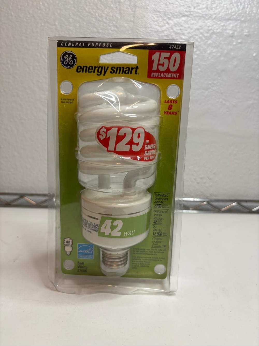 Energy Smart 42W Soft White Spiral CFL Light Bulb - White